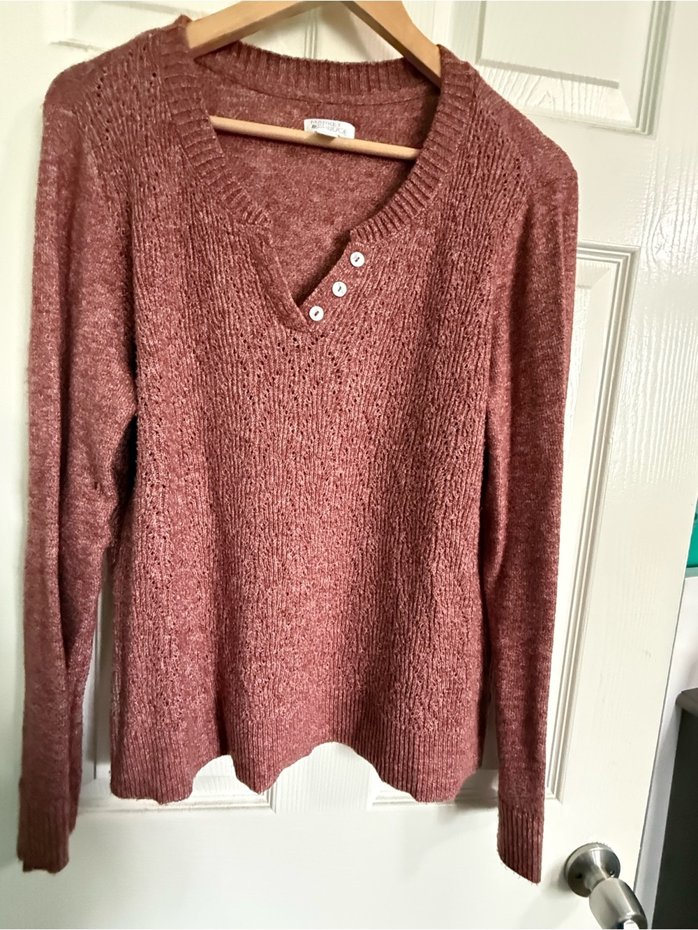 Three sweaters Market&Spruce 1 Rose, 1 sage and 1 beige V-Neck Button Sweaters